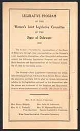 "Legislative Program of the Women's Joint Legislative Commitee of the State of Delaware," 1925