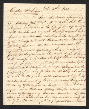 Letter, Robert L. Harris to William Sirman, October 3, 1831, part 1