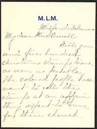 Letter, Mary L. Marshall to Emily Bissell, December 17, 1908