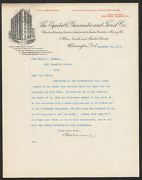 Letter, Otho Nowland to Emily Bissell, November 23, 1911
