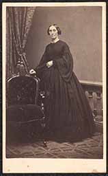Carte de visite, Woman in Black Dress with Velvet Covered Chair