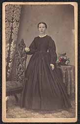Carte de visite, Woman in Black Dress with Flower Basket