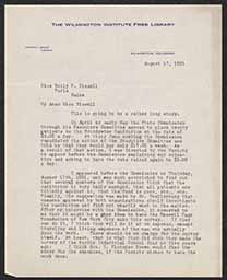 Letter, Arthur L. Bailey to Emily Bissell, August 17, 1921