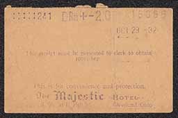Receipt from The Majestic Hotel in Cleveland, Ohio, October 1932