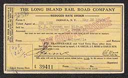 Ticket stubs, New York to Amityville, Long Island Rail Road Company, 1958