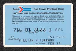 Rail passes, Amtrak, 1974