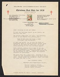 Sample Letters for 1930 Christmas Seal Sale with edits, September 1930
