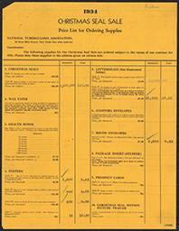 Christmas Seal Price List and Order Receipt, April 1, 1934 