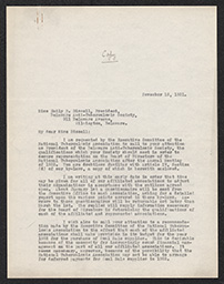 Letter, James Alexander Miller to Emily P. Bissell, November 12, 1921