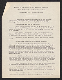 Minutes of the Meeting of the Executive Committee of the National Tuberculosis Association, October 16, 1923