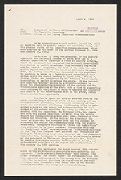 Letter, Members of the Board of Directors to The Executive Secretary, April 4, 1935