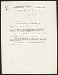 Constituent Agreement and Letter Between Delaware and National Tuberculosis Organizations, February 7, 1970-April 1970