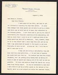 Letter to Emily P. Bissell from Willard Saulsbury, August 2, 1913