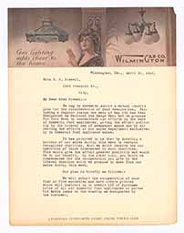 Letter to Emily P. Bissell from the Commercial Manager of Wilmington Gas Co., April 26, 1916