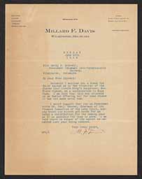 Letter to Emily P. Bissell from Millard F. Davis, June 12, 1916