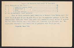 Report of Patients for month of November 1913