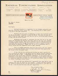 Correspondence regarding Delaware Anti-Tuberculosis Society Membership Card, March 1934