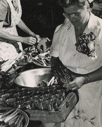 Two women packing asparagus, ca. 1950.