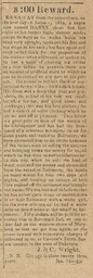 Advertisement, reward for freedom seeker Harry in the Delaware Gazette, 1-13-1824