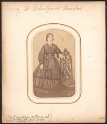 Page from an album of photographs from the Chalfant family. The image is of a woman identified as Mary H. Chalfant - Neeld.