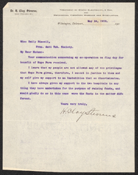 Letter, Henry Clay Stevens to Emily Bissell, May 24, 1910