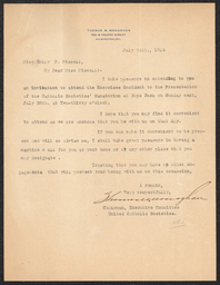 Letter, Thomas Monaghan to Emily Bissell, July 24, 1914