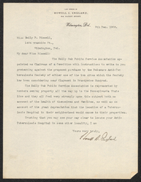 Letter, Howell S. England to Emily Bissell, December 9, 1908
