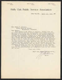Letter, Frank J. Williams to Emily Bissell, March 3, 1909