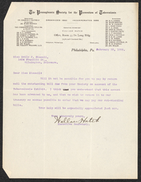 Letter, Wallace Hatch to Emily Bissell, February 28, 1908