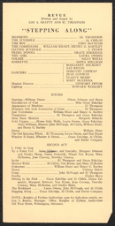 Playbill for "Stepping Along" Revue, circa January 30, 1934
