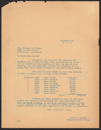 Letter, Doyle E. Hinton to Mrs. Thomas W. Jakes, December 30, 1931