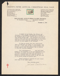 Sample Letter for 25th Annual Christmas Seal Sale from Julia Tallman, December 1, 1931