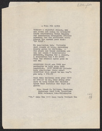 Poem, "A Plea for Life" by Julia Tallman, 1933