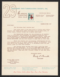 29th Annual Christmas Seal Sale Letter, November 28, 1935