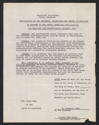 Proclamation of the Governor, November 1935