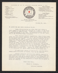 Letter, Ernest P. Bicknell to Agents for Red Cross Christmas Stamps, October 30, 1909