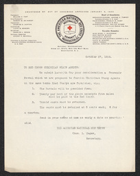 Letter, Charles L. Magee to Red Cross Christmas Stamp Agents, October 27, 1909