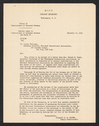 Letter, J.G. Bright to Dr. Linsly Williams, December 10, 1923 