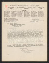 Letter, Linsly R. Williams to Emily B. Bissell, February 5, 1923