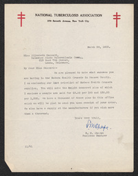 Letter, S.M. Sharpe to Elizabeth Hazzard, March 20, 1923