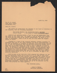 Letter, Doyle E. Hinton to M.I. Samuel, April 15, 1935