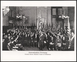 Naturalization ceremony held in the U.S. District Court of Delaware. Copied from The Development of Delaware... (Wilmington, 1923) by Joseph H. Odell.
