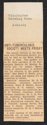 "Anti-Tuberculosis Society Meets Friday," Wilmington Morning News, April 24, 1935