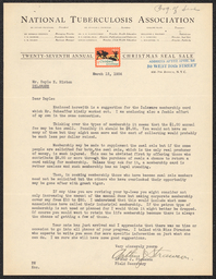 Correspondence regarding Delaware Anti-Tuberculosis Society Membership Card, March 1934, part 1