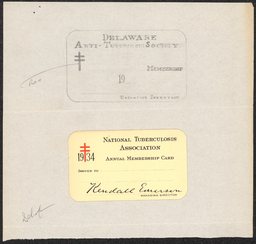 Correspondence regarding Delaware Anti-Tuberculosis Society Membership Card, March 1934, part 2