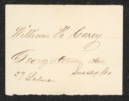 Civil War draft card for William H. Carey in Georgetown Hundred, Sussex County, Delaware.