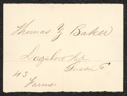 Civil War draft card for Thomas Z. Baker in Dagsboro Hundred, Sussex County, Delaware.