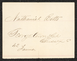 Civil War draft card for Nathaniel Betts in Georgetown Hundred, Sussex County, Delaware. 