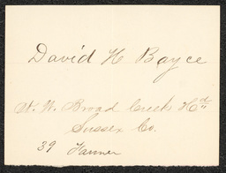 Civil War draft for David H. Bayce in N.W. Broad Creek Hundred, Sussex County, Delaware.