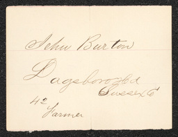 Civil War draft card for John Burton in Dagsboro Hundred, Sussex County, Delaware.